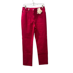St, John Sport NWT Magenta Casual Women's Pants Size 8 Straight Leg Pink Cotton